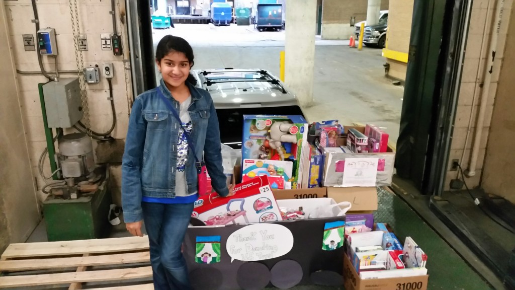 Anjani drops off over 200 toys for sick children at the hospital.